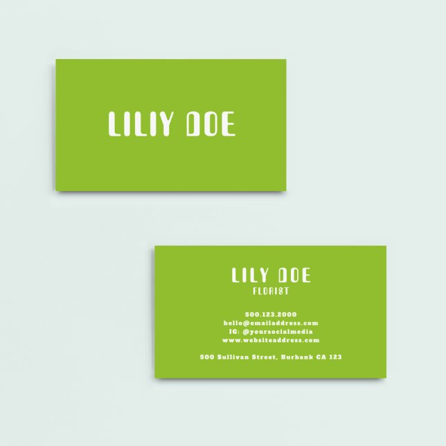Carte De Visite Style tendance Gras Vert Typographie unique (Créateur téléchargé)
