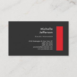 Carte De Visite Style tendance gris rouge moderne minimaliste mode