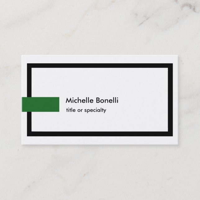 Carte De Visite Style Tendance noir blanc vert professionnel moder (Devant)