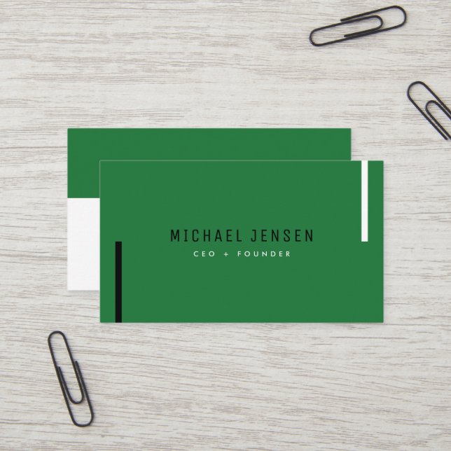 Carte De Visite Style tendance Pine vert moderne minimal (Devant/Arrière en situation)