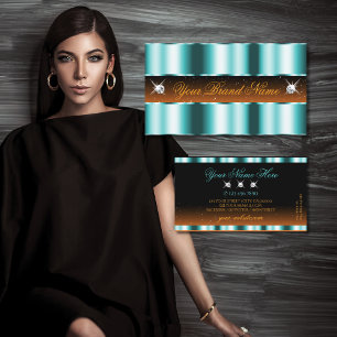 Carte De Visite Style Turquoise Orange Noir Éparkle Bijoux de luxe