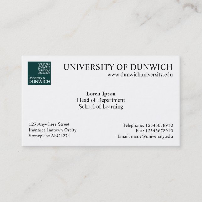 Carte De Visite Style v4 d'université (Devant)