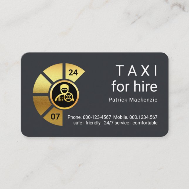 Carte De Visite Stylish 24-7 Taxi Driver Service (Devant)