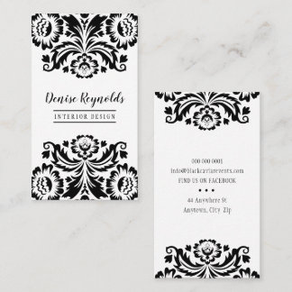 Carte De Visite STYLISH AFFAIRES élégant joli damassé noir blanc