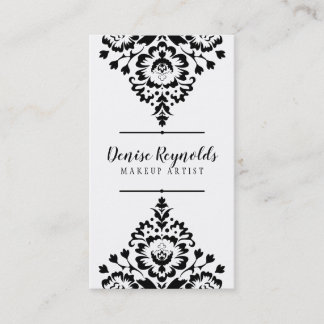 Carte De Visite STYLISH AFFAIRES élégant joli damassé noir blanc
