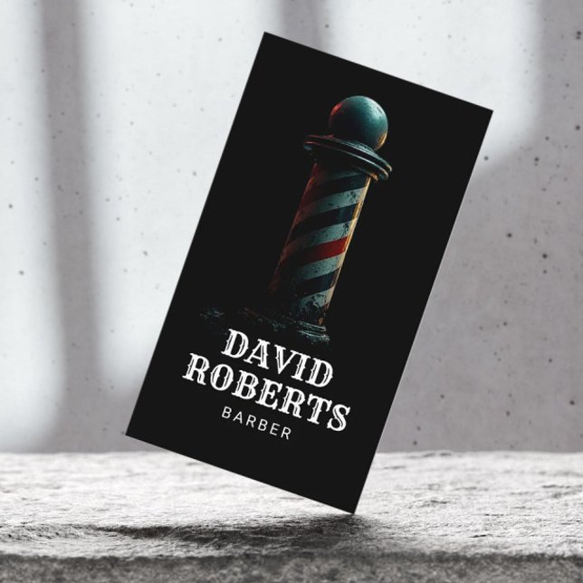 Carte De Visite Stylish Black Barber Shop Hair Stylist Barbershop (Créateur téléchargé)