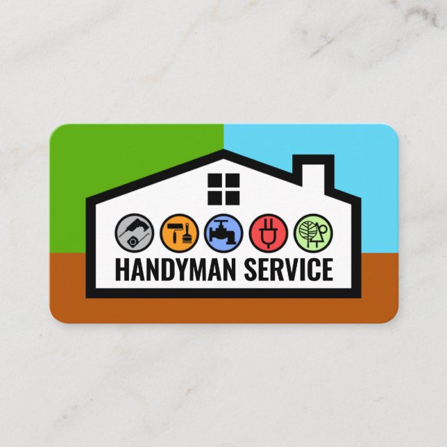 Carte De Visite Stylish Building Frame With Handyman Tools (Devant)