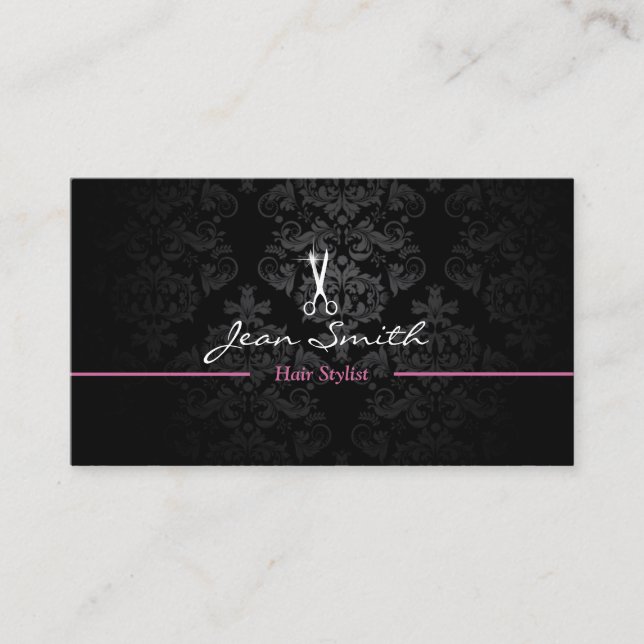 Carte de visite stylish Dark Damask Hair Styliste  (Devant)
