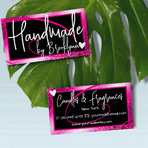 Carte De Visite Stylish Girly Rose Cadre Coeur fait main par nom