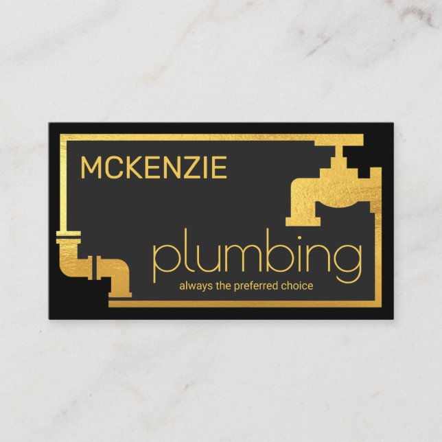Carte De Visite Stylish Gold Pipe Faucet Border Frame (Devant)
