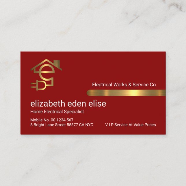 Carte De Visite Stylish Gold Tab On Stunning Red Layer (Devant)