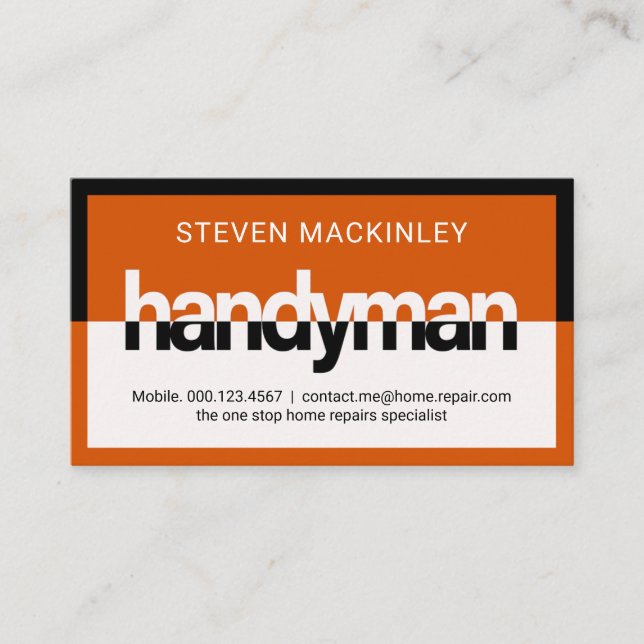 Carte De Visite Stylish Handyman Signage Frame (Devant)