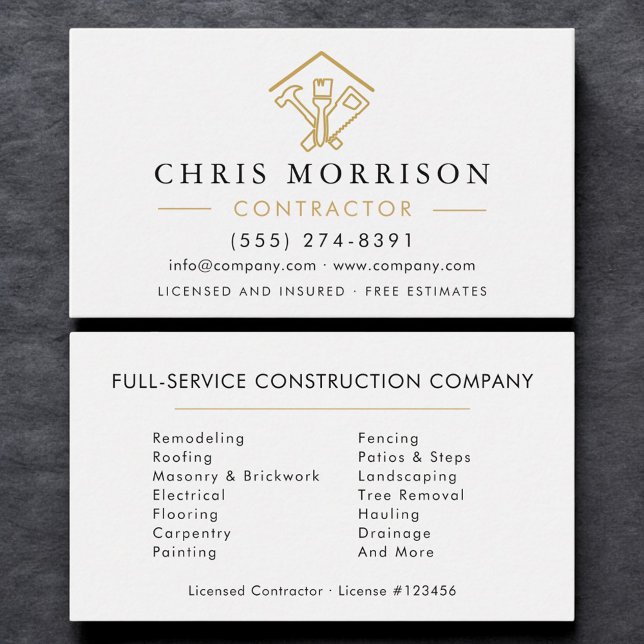 Carte De Visite Stylish Home Repairs Construction Contractor (Créateur téléchargé)
