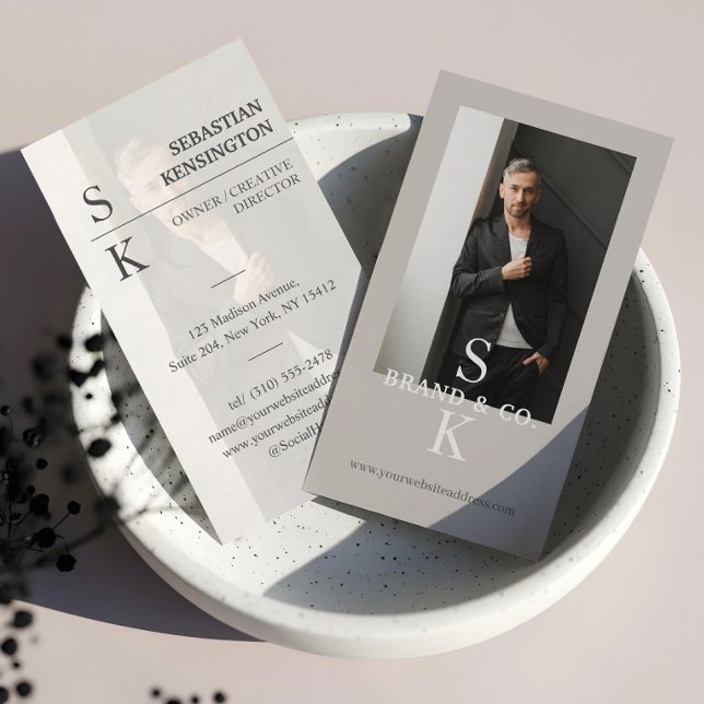 Carte De Visite Stylish Minimal Modern Monogram Professional Photo (Stylish Minimal Modern Monogram Professional Photo Business Card)