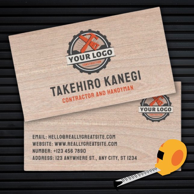 Carte De Visite Stylish Modern Wood Construction Handyman Carpente (Créateur téléchargé)