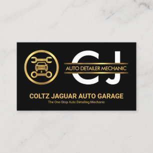 Carte De Visite Stylish Monogram Gold Placard Auto Garage
