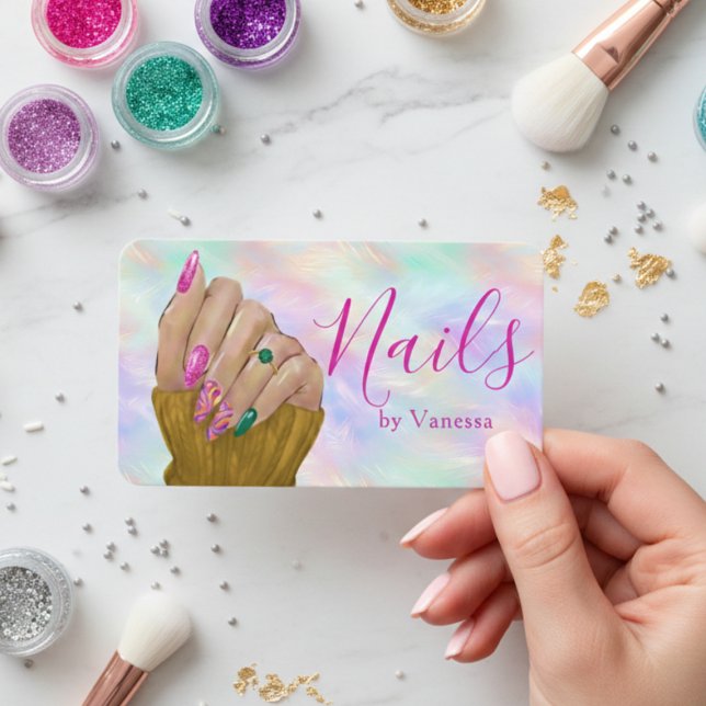 Carte De Visite Stylish Nail Art Manicurist Artist Iridescent Opal (Créateur téléchargé)