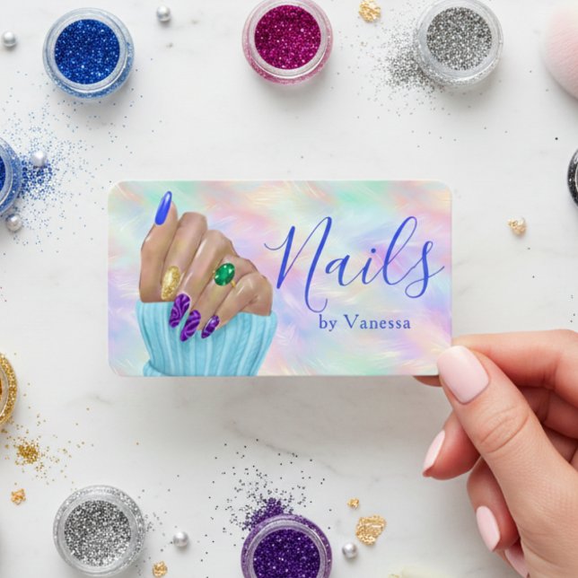 Carte De Visite Stylish Opal Iridescent Manicurist Artist Nail Art (Créateur téléchargé)