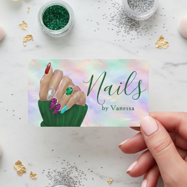 Carte De Visite Stylish Opal Iridescent Manicurist Nail Artist (Créateur téléchargé)