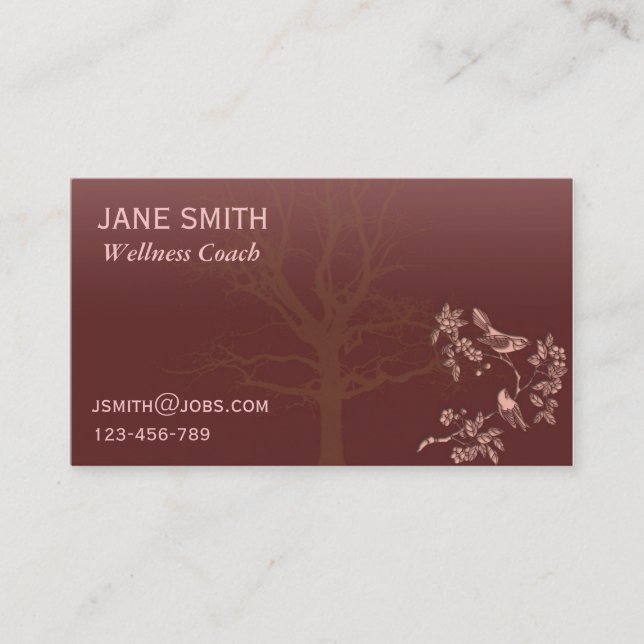 Carte De Visite Stylish Plum Burgundy Wellness Caoch arbre de vie (Devant)