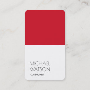 Carte De Visite Stylish Red White Simple Plain Consultant tendance