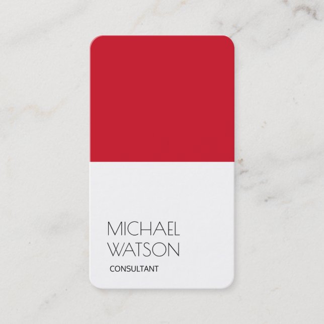 Carte De Visite Stylish Red White Simple Plain Consultant tendance (Devant)
