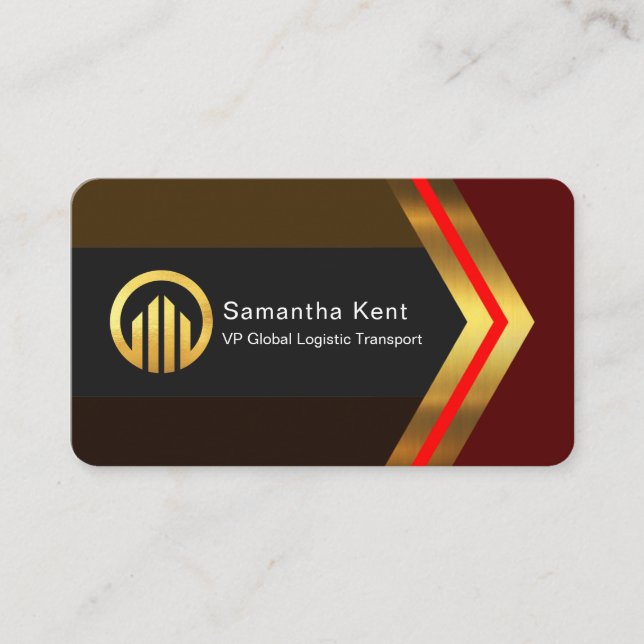 Carte De Visite Stylish Retro Brown Shades Gold Arrow CEO (Devant)