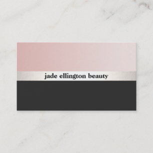 Carte De Visite Stylish rose et noir Silver Stripe Beauty 2