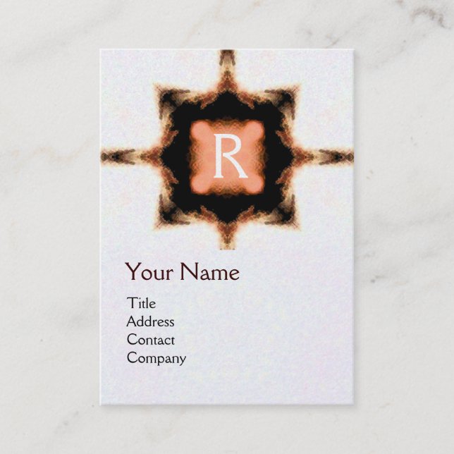 Carte De Visite STYLISH ROUGE BROWN MONOGRAM CARRÉ blanc Pearl (Devant)