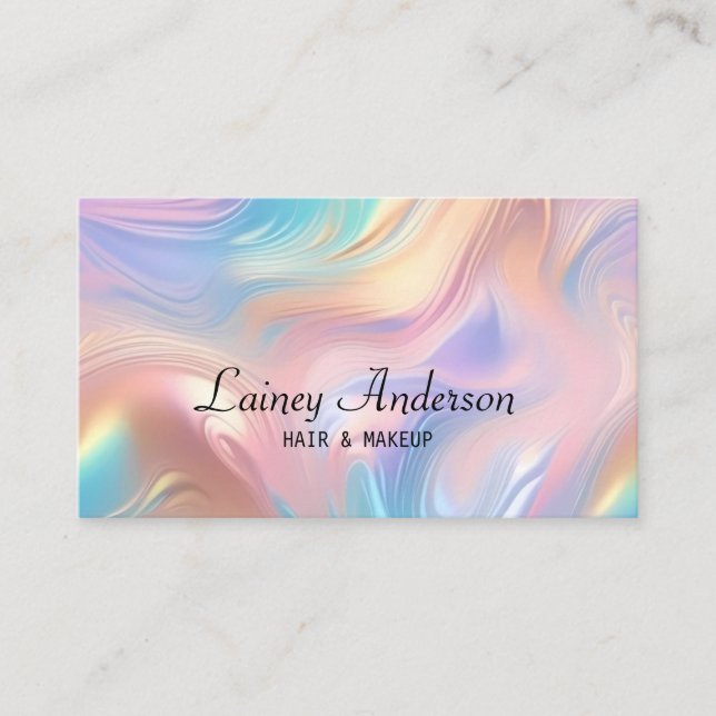 Carte De Visite Stylish Trendy groovy pastel faux holograpic (Devant)