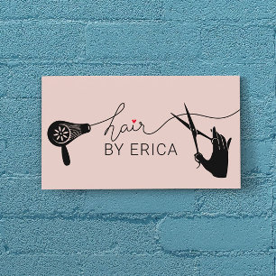 Carte De Visite Styliste cheveux belle typographie Blush Pink Salo