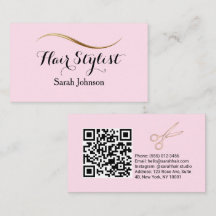Styliste cheveux minimaliste Typographie rose QR C