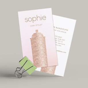 Carte De Visite Styliste cheveux Pink Sequin Spray Can