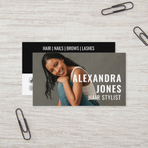 Carte De Visite Styliste cheveux Qr Code 2 icônes sociales Modèle