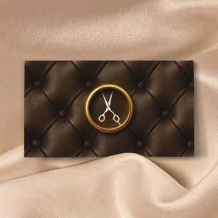 Carte De Visite Styliste de cheveux Ciseaux or Classy Cuir Texture