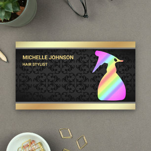 Carte De Visite Styliste de cheveux Faux Gold Foil Rainbow Spray