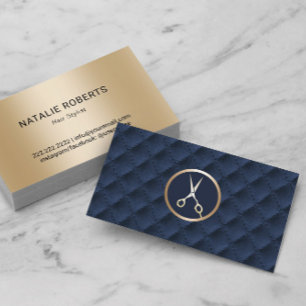 Carte De Visite Styliste de cheveux Gold Ciseaux Marine Blue Quilo