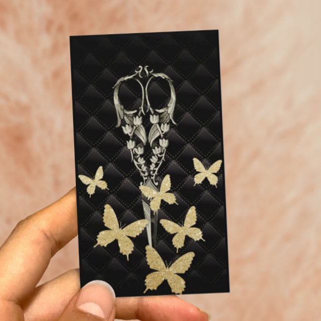 Carte De Visite Styliste de cheveux Moden Gold Butterfly Antique C (Créateur téléchargé)