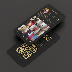 Carte De Visite Styliste de cheveux moderne Instagram Grille noire