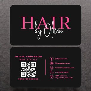 Carte De Visite Styliste de cheveux QR Code Typographie moderne