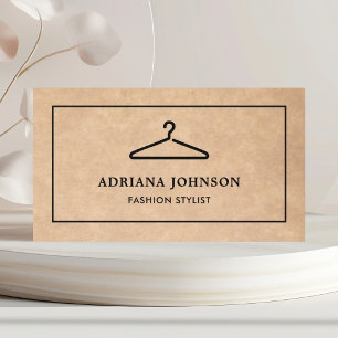Carte De Visite Styliste de mode Rustique Kraft Black Hanger