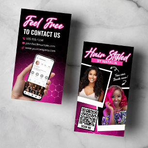 Carte De Visite Styliste des cheveux rose moderne Instagram Photo