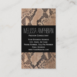 Carte De Visite Styliste des consultants en mode Brown Snakeskin