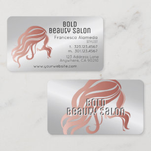 Carte De Visite Styliste du salon de beauté Argent métallique et