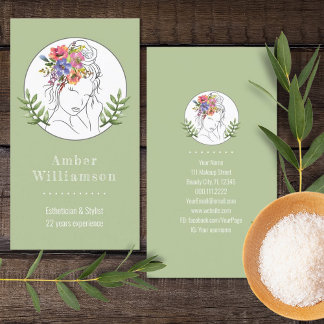Carte De Visite Styliste Esthétique moderne Spa Élégant Chic Flora