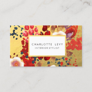 Carte De Visite Styliste floral d'art d'abrégé sur aquarelle d'or