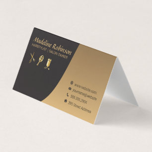 Carte De Visite Styliste Gold Black Glamor Cheveux et beauté