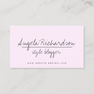 Carte De Visite Styliste manuscrite minimaliste unique rose