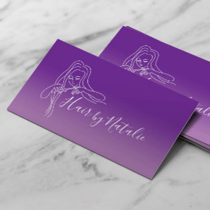Carte De Visite Styliste minimaliste violet ombre salon de beauté