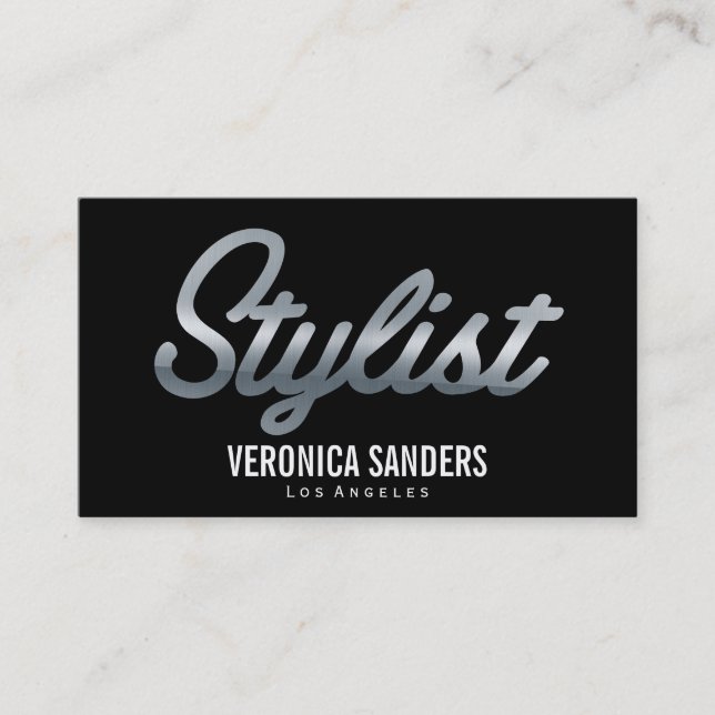 Carte De Visite Styliste | Script Argent (Devant)